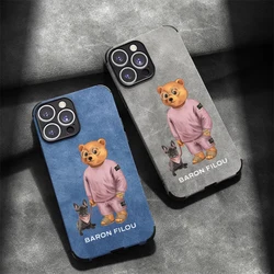 BARON FILOU BEAR leather Soft Case For Iphone 15 14 13 12 11 Pro Mini 7 8 Se Plus Xr X Xs Max Phone Cover leisure Fundas Capa