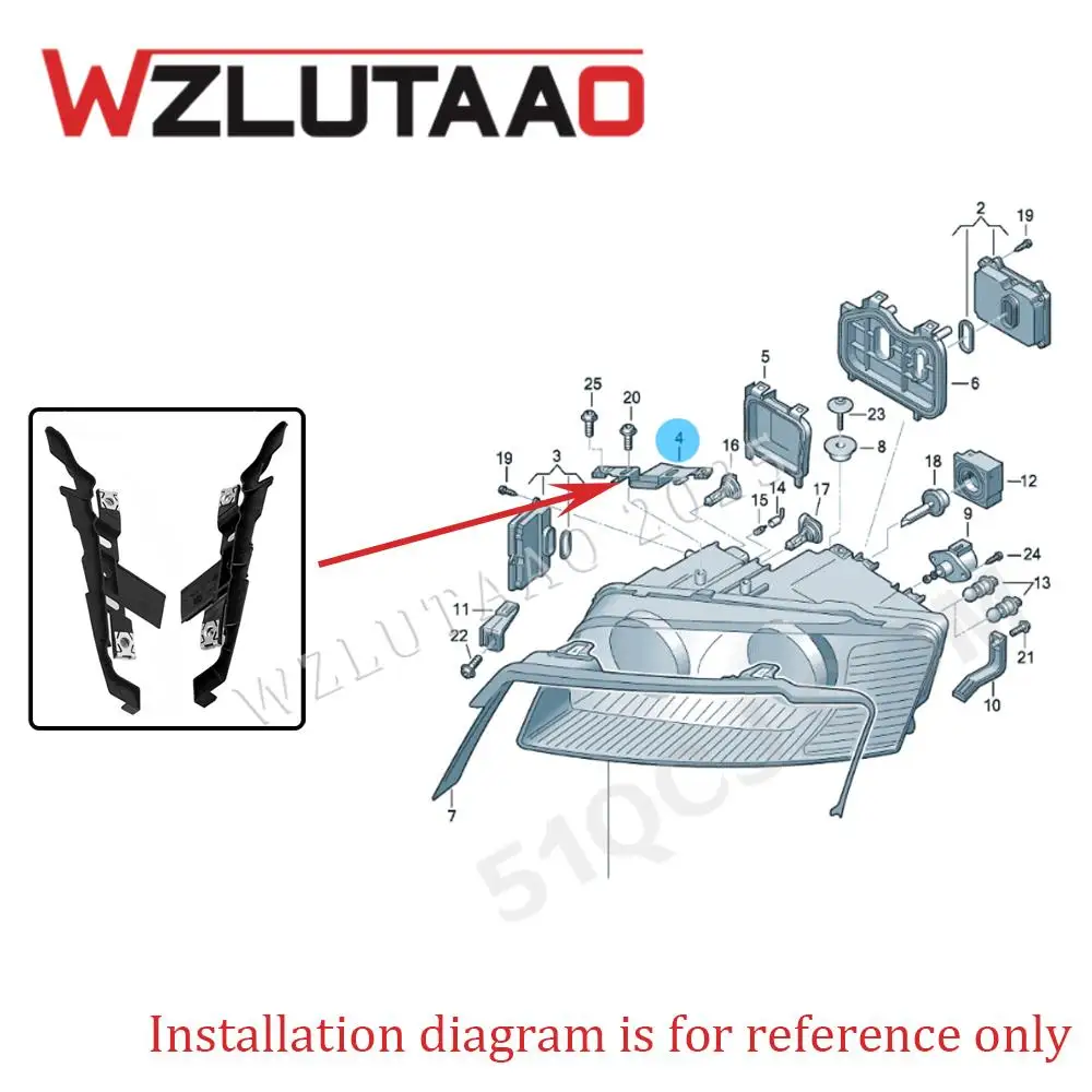 4E 0941121 Um 4E 0941122 Um suporte de farol dianteiro LH ou RH para Audi A8 S8 4E0 941 121 A, 4E0 941 122 A