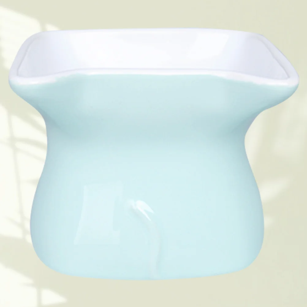 

Ceramic Pet Feeder Blue Oblique Mouth Bowl Smooth Surface Dog Cat Puppy Food Dish Protective Feeding Bowl Pet Feeder