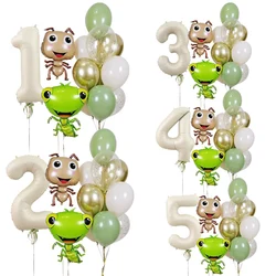 13pcs Ant Mantis Insect Balloons 40Inch Big Cream Number Foil Birthday Balloons 0-9 Happy Birthday Party Decorations Baby Shower