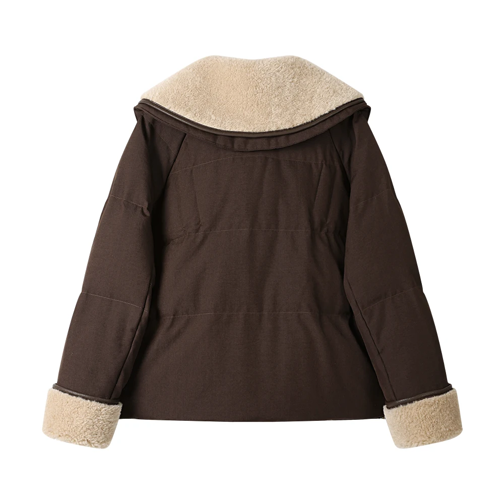 겨울 올 매치 여성용 다운 재킷 두꺼운 라펠 빈티지 출퇴근용 상의 루즈 솔리드 컬러 데일리 지퍼 재킷