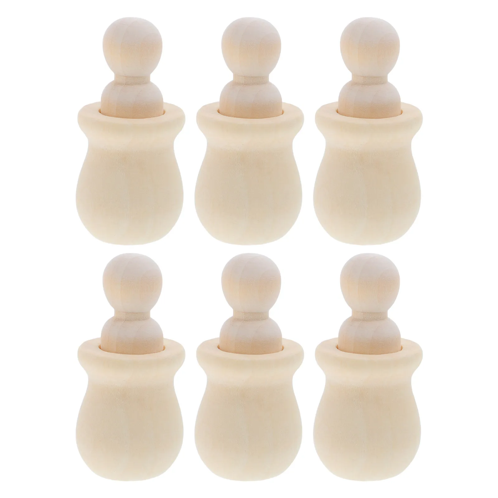 6Pcs Natural Wood Wooden Peg Figures Unfinished Set DIY Painting Kit Creative Arts Crafts Family Bonding Learning Activity