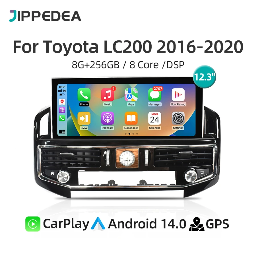 

1920*720 CarPlay Android 14.0 Car Multimedia Player GPS Navigation 4G WiFi RDS Car Radio For Toyota Land Cruiser LC200 2016-2020