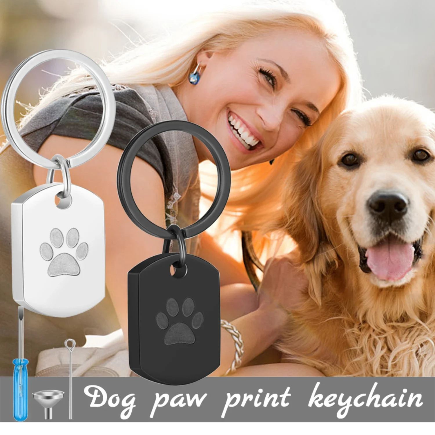 

Personalized Heartfelt Unique Healing Pet Paw Print Ash Jewelry - Cat Dog Memorial KeyChain Pendant Cremation Urn Keepsake Pet J