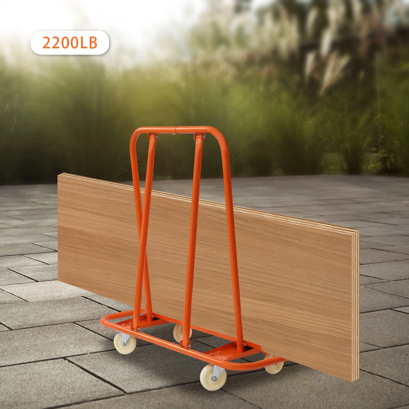 عربة الحوائط الجافة شديدة التحمل بسعة 2200 رطل، دوللي ذات 4 عجلات مع فرامل للتعامل مع لوحة صفائح الألواح