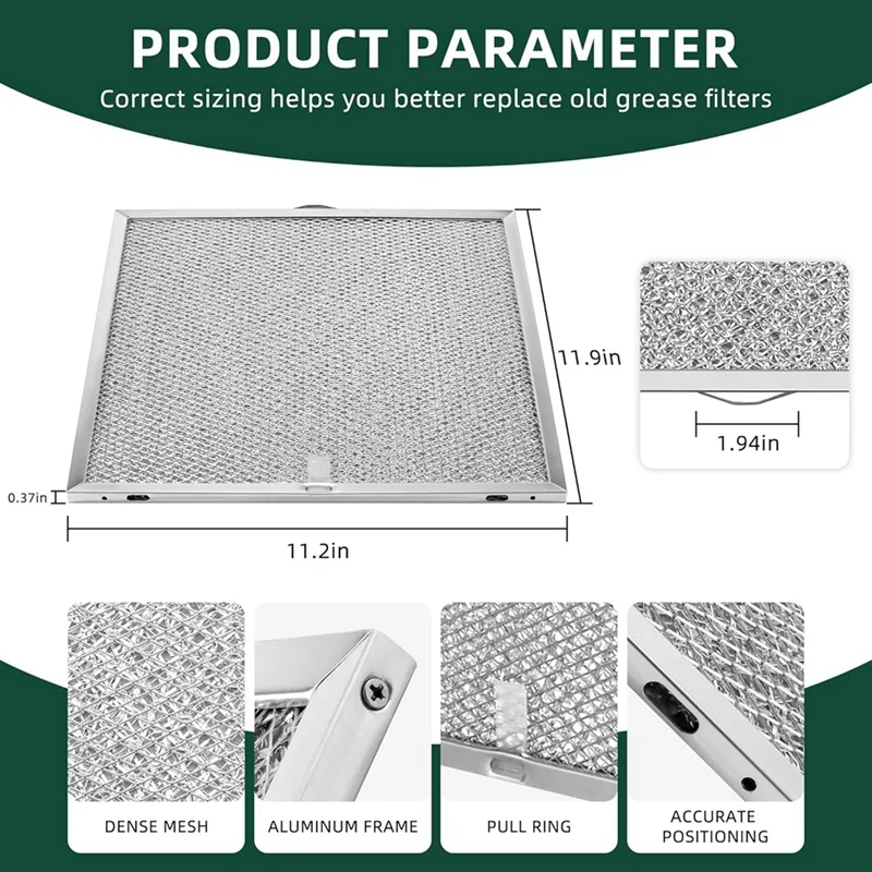 

S99010316 Range Hood Grease Filter 11-1/4 Inch X 11-3/4 Inch 99010316 Replacement for Br-Oan Nu-Tone Ken-More Stove 2pcs-ABRM