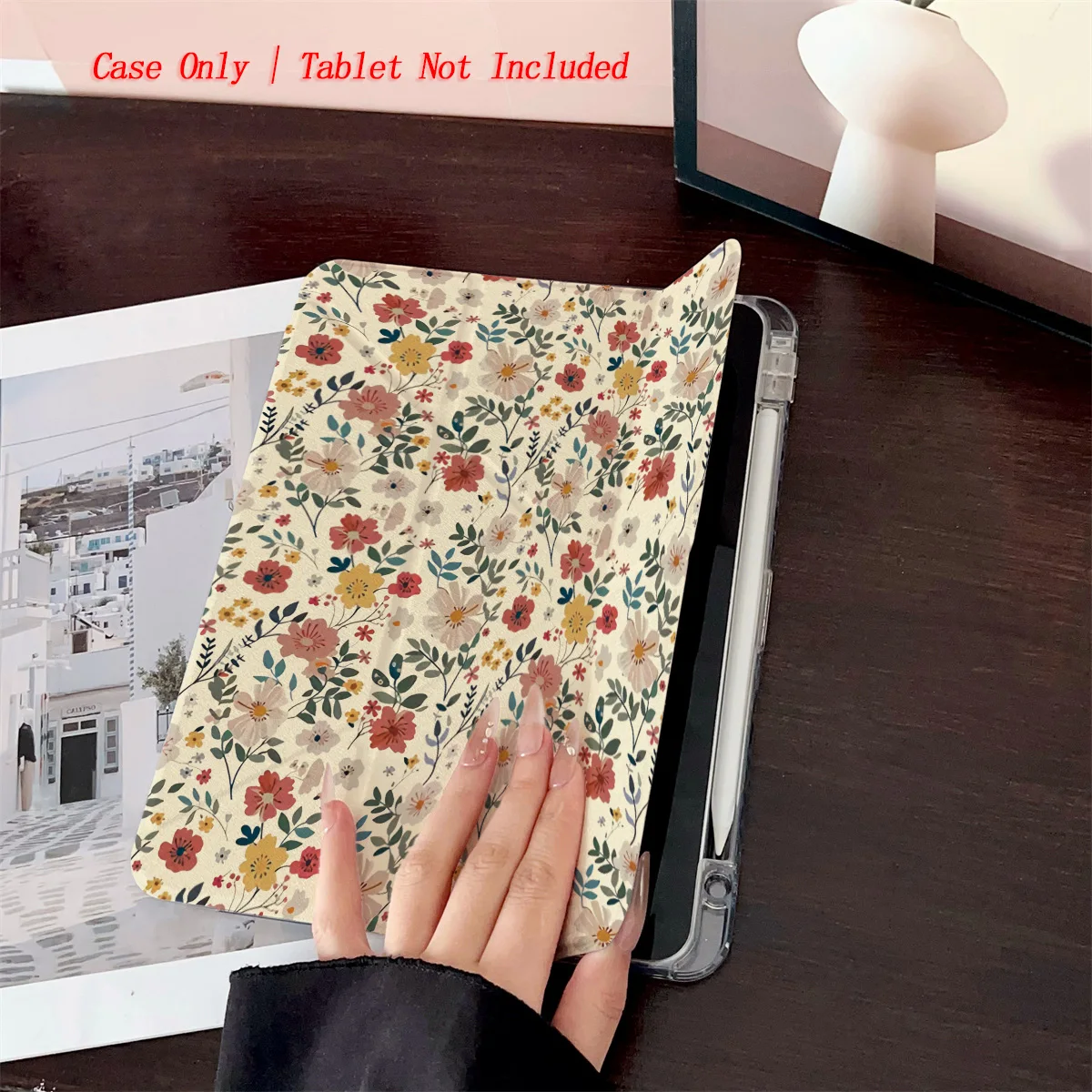 

Vibrant Y-Fold Colorful Tiny Blossoms Pattern iPad Cover For Apple iPad 10.2/10.9 Inch Shockproof Case