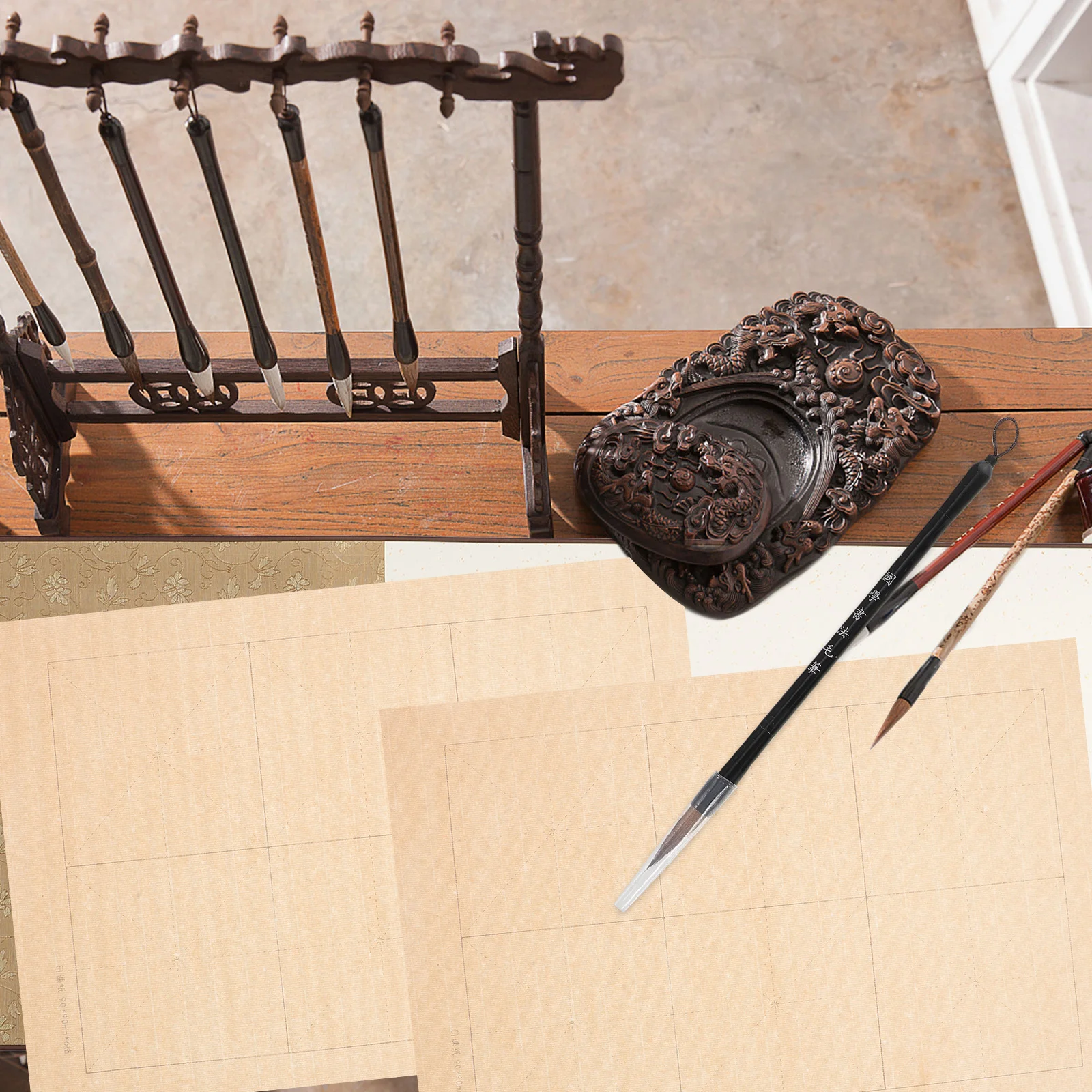 

100 Sheets Chinese Calligraphy Paper Practice Writing Paper with Breathability Smooth Surface Ideal for Brush Ink Watercolor Use