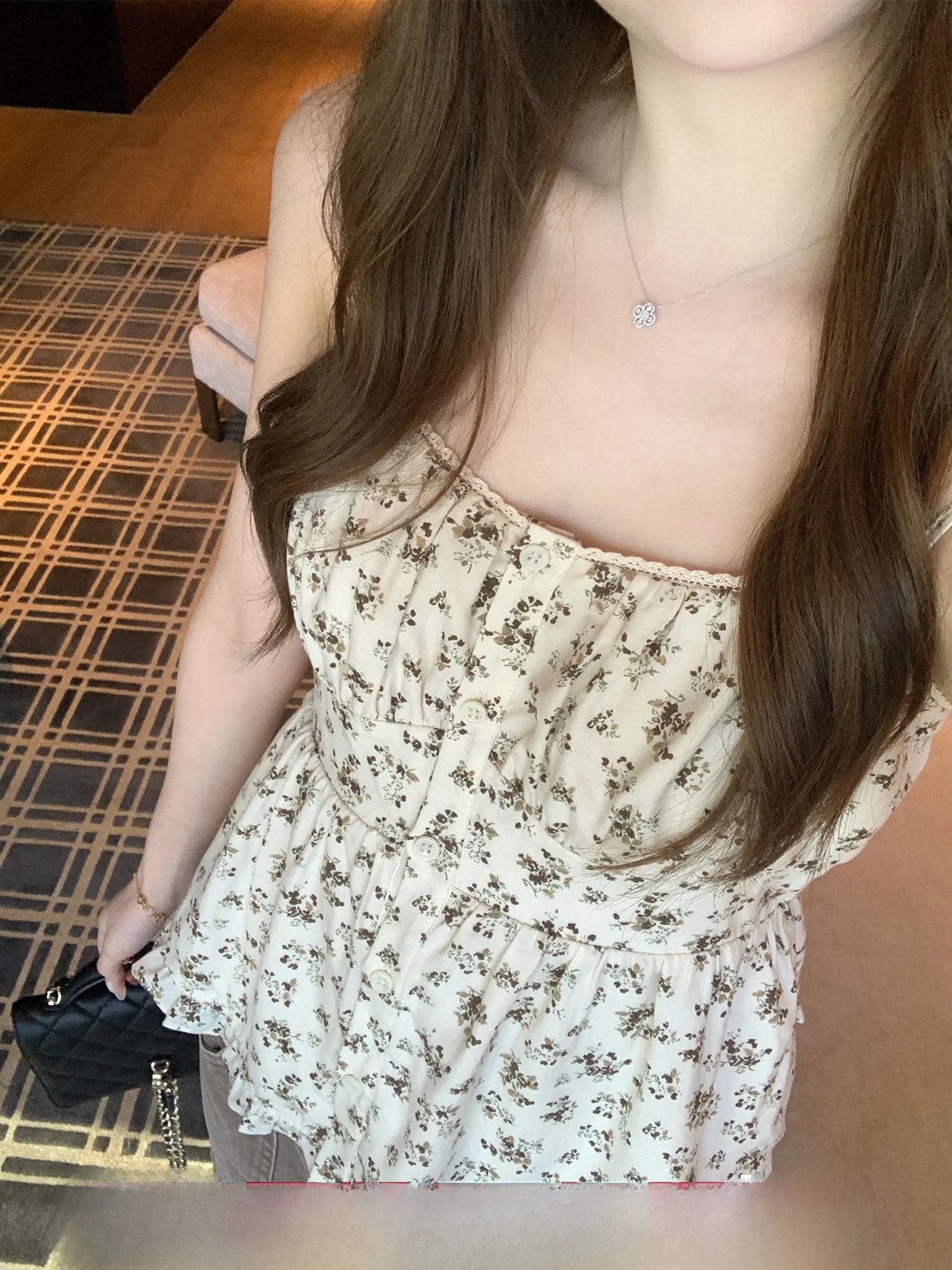 

Dolores Garden Floral Print Csole Women's Inner Wear Single Wear Spicy Girl Top Strap Vest Girl Sle Printed Casual Fit