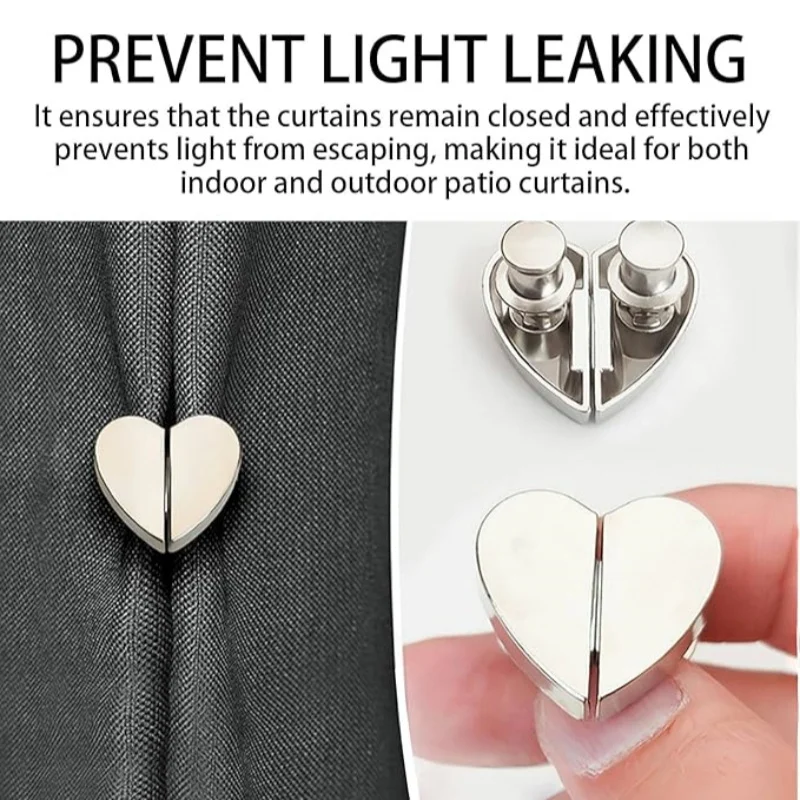 4/8 Pairs Heart-shaped Magnetic Curtain Buckle Shading Closed Buckle Door Curtain Gap Fixed Buckle Curtain Decoration Accessorie