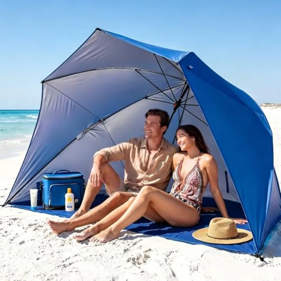 

Beach Umbrella Shelter for Picnic, Bleacher, Sports Games 9.5 FT, Patented Side Panels, 3-in-1 Canopy Shade, Polyester Fabric,