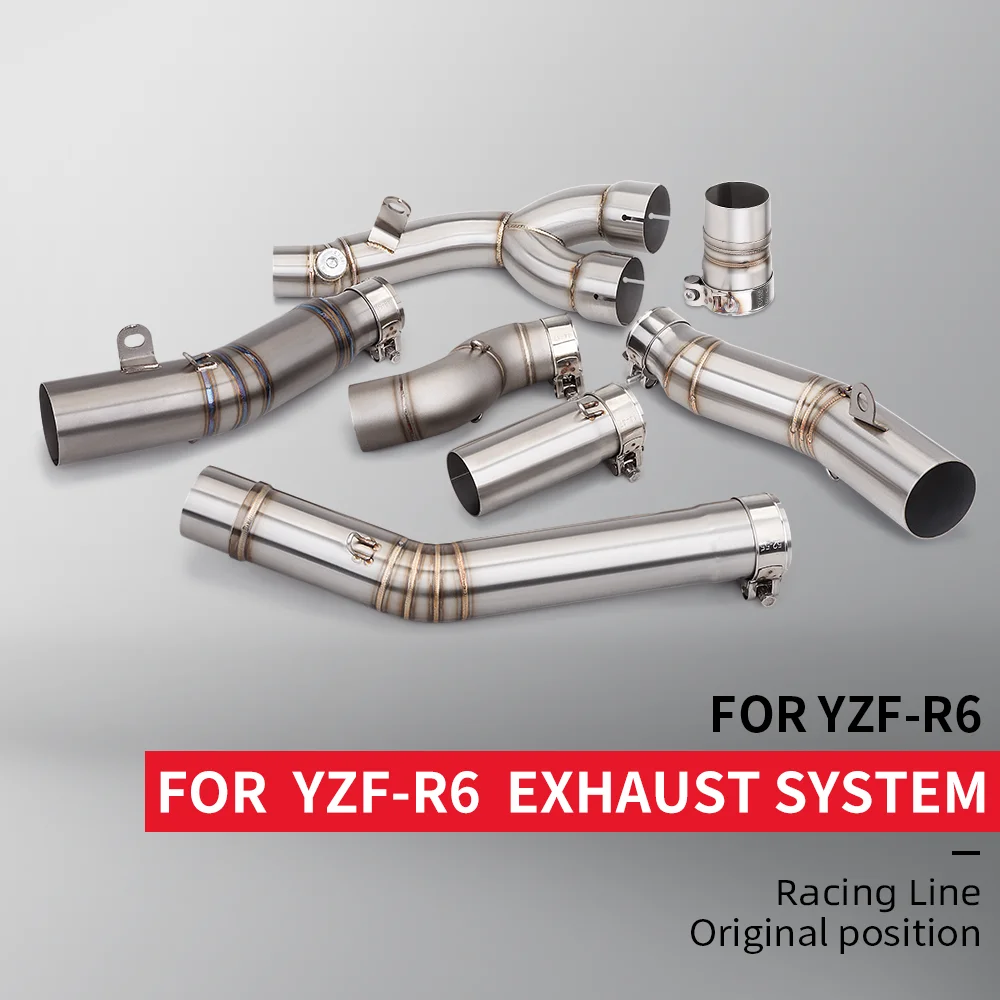 Slip-on YZF-R6 1998-2005 2006-2019 51mm Motorcycle Exhaust Middle Link Pipe for R6 1998-2021 Escape Muffler Connect Tube
