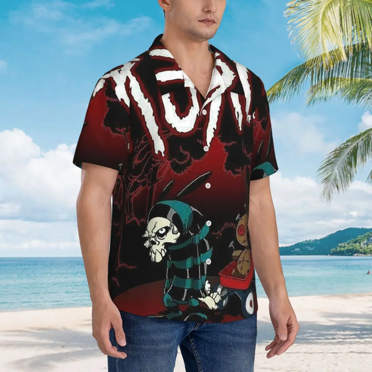 

Korn Heavy Metal Band Album Tour 2024 Hawaiian Shirts Casual Men Short Sleeve Shirt for Summer Beach Men's Button Tops