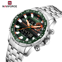 NAVIFORCE Original Elegant Watches for Men Analog Digital Sport Wristwatch Male Luminous Waterproof Stainless Steel Alarm Clock