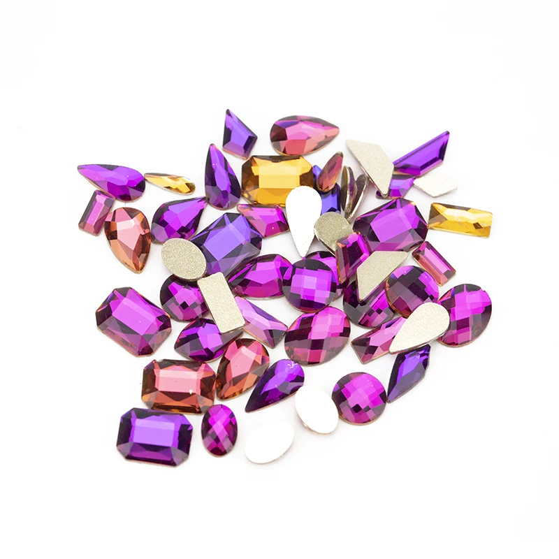 VDD 100Pcs Mix Shape High Quality Glass Crystal Rhinestones Flatback Strass Glitter Stones DIY Decoration Nail Art Accessories