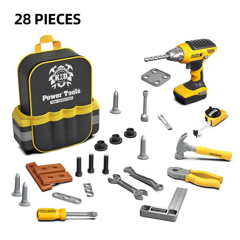 

Игрушки для инструментов, детские игрушки для ролевых игр, электрическая дрель, гаечный ключ, винт, молоток, развивающие игрушки для мальчиков, ремонтник, набор поясной сумки