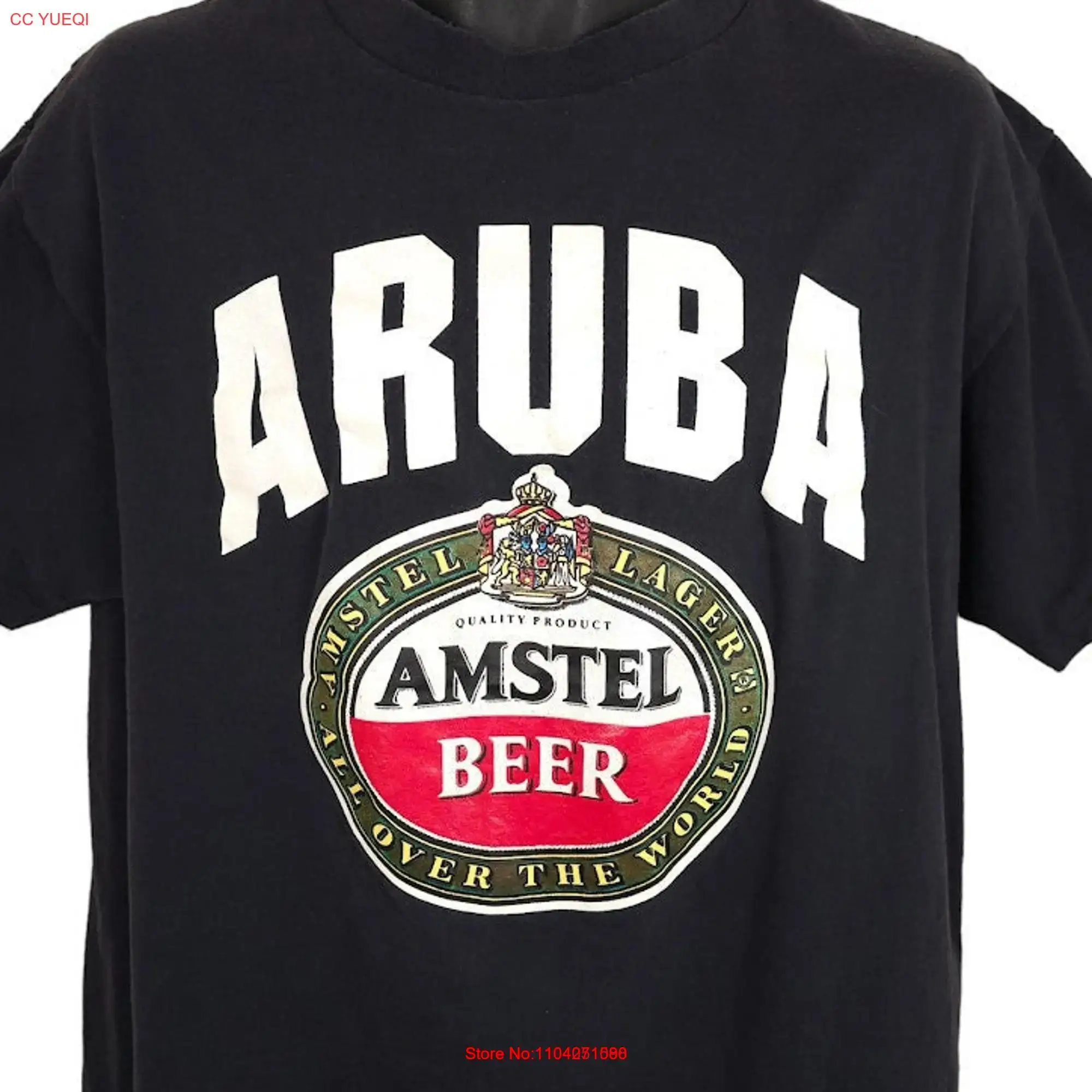 

Vintage Amstel Beer T Shirt Mens Size XL Black Aruba Breweriana Made In USA long or short sleeves