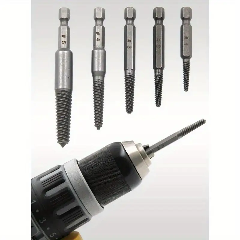 5/10Pcs/2Sets Hex Shank Screw Extractor Broken Stripped Bolt Removal Bits Fit Electric Drill Auto Home Repair Tools