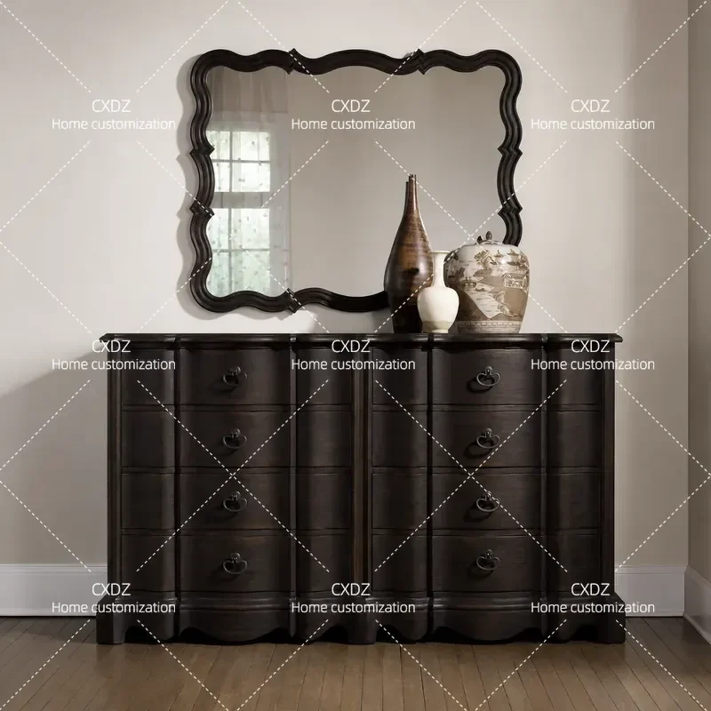 No 9 Craftsman High End Custom Classical Vintage All Solid Wood Bucket Cabinet Drawer Clothing Storage Furniture