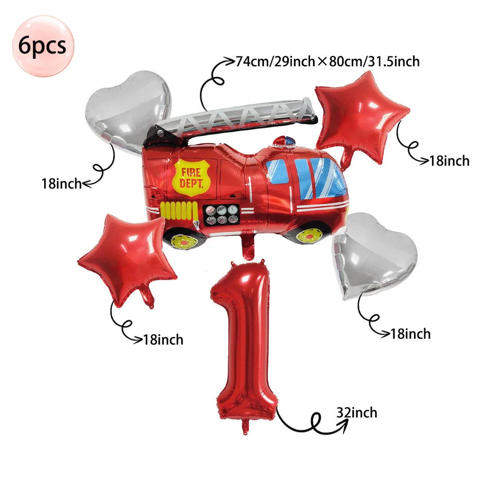 Feuerwehr-Motto Geburtstagsdeko Tischgeschirr Teller Becher Servietten Ballons Banner für Jungen Feuerwehrmann Partyzubehör – Detail 17