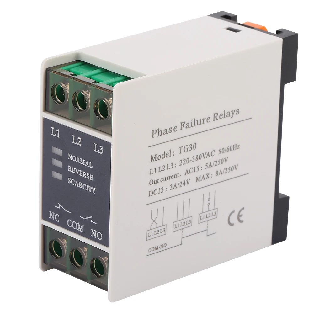 Phase Failure Relay TG30 3-Phase Phase Sequence Relay Phase Failure Loss  220-380VAC Phase Sequence  Relay