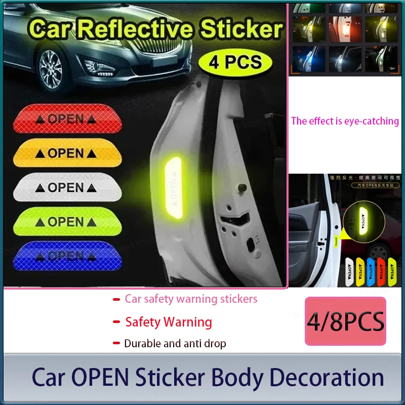 

Night Reflective Car Door Sticker Safety Opening Warning Reflector Tape Decal Auto Car Accessories Exterior Interior Reflector