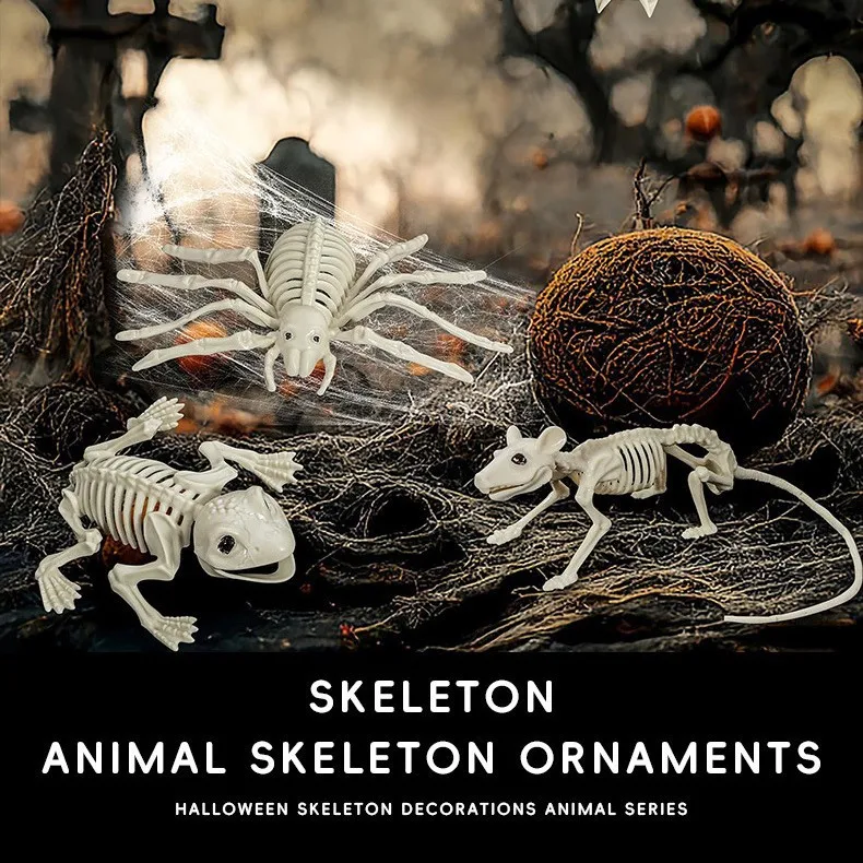 Halloween Animal Skeletons,Bat Spider Scorpion Fish Skeleton Model Creepy Skull Skeleton Family Halloween Atmosphere Decoration view 5