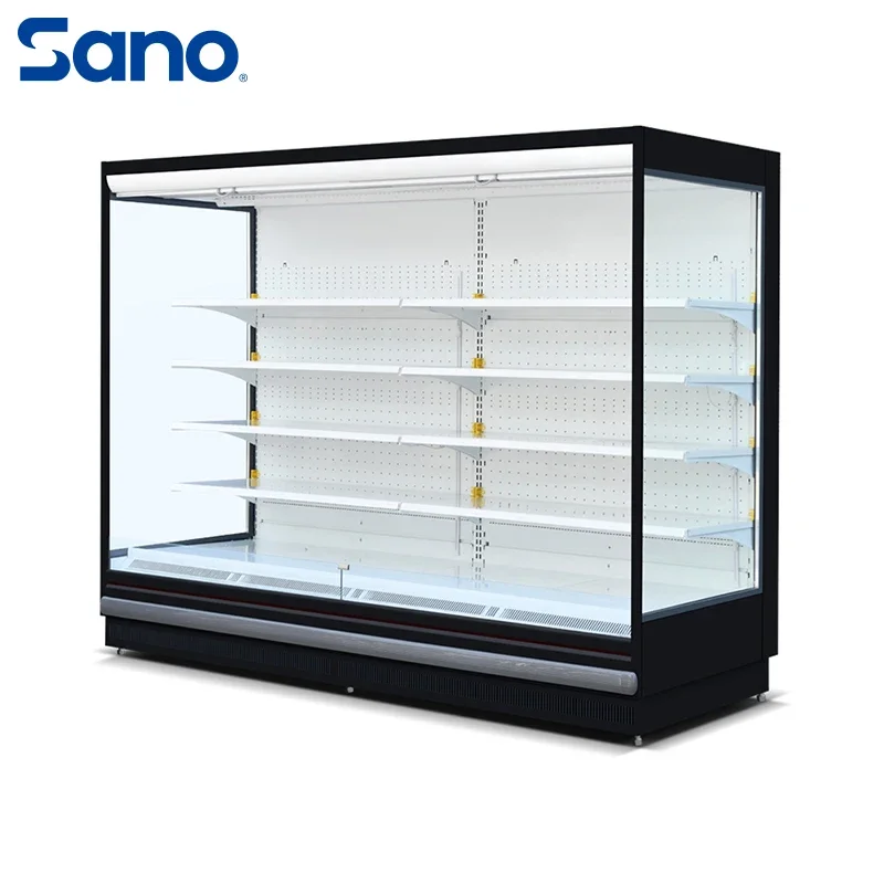 Supermarket Soft Drinks Showcase Chiller Front Open Chiller Front Open Refrigerator Air Curtain Display Case Painted Cooler