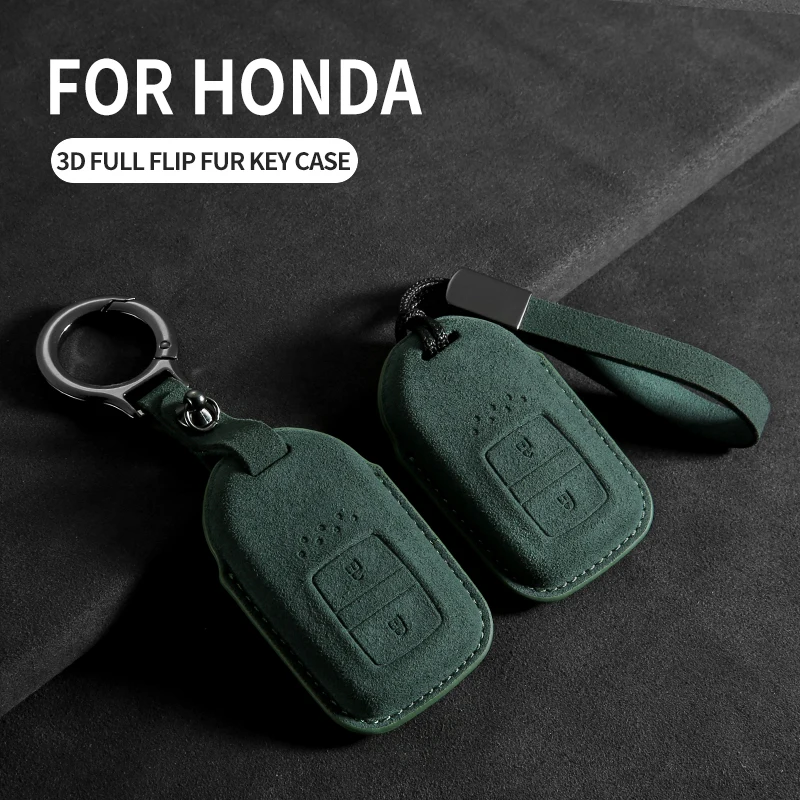

Чехол для ключей от автомобиля для Honda Vezel Civic Jazz BRV BR-V HRV Accord XRV URV 3-кнопочный брелок для ключей, замшевый держатель для ключей, аксессуары в виде ракушки
