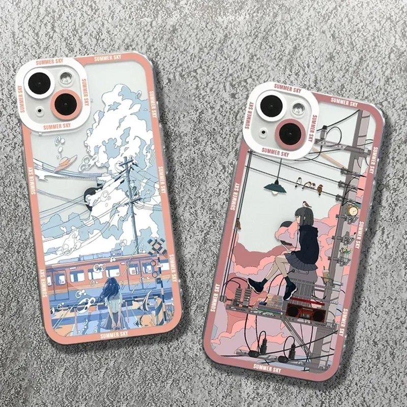 Summer Sky Scenery Landscape Case For Samsung Galaxy A14 A34 A54 A13 A33 A53 A32 A52 S24 S23 Ultra S22 Plus S21 FE Note 20 Cover