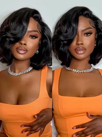 Glueless Body Wave Bob Wigs 13x6 Transparent Lace Frontal Wig 100% Human Hair Wig Natural Wave Short Bob Wigs of Black Women