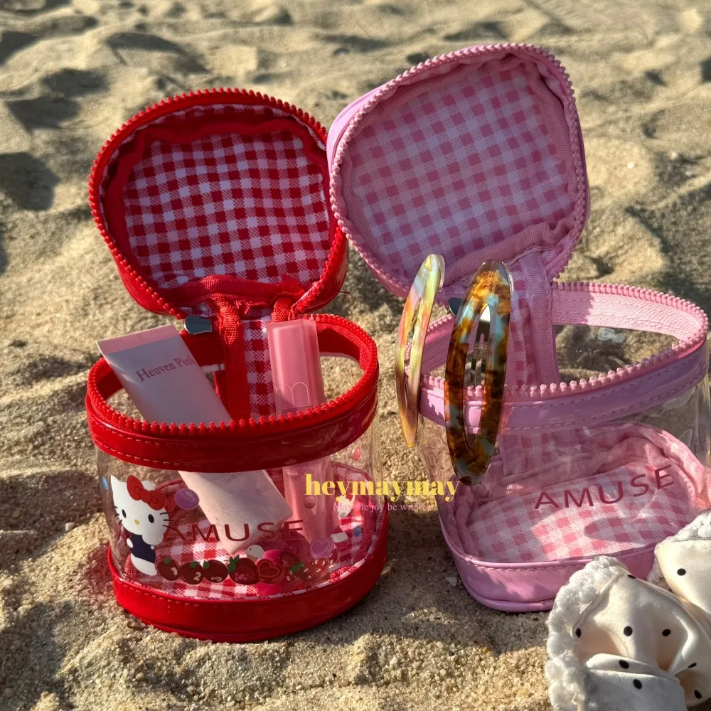 

Kawaii Sanrio Anime Hello Kitty Outdoor Lipstick Makeup Bag Travel Portable Mini Transparent Storage Bag Waterproof Woman Gift