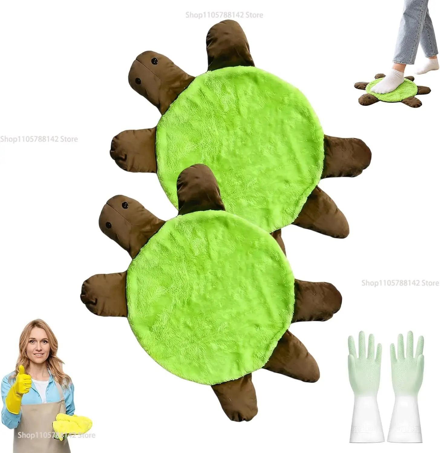 2027 New Floor Turtle Foot Mop,Double-Sided Turtle-Shaped Floor Cleaning Pad,For Home And Office Floors