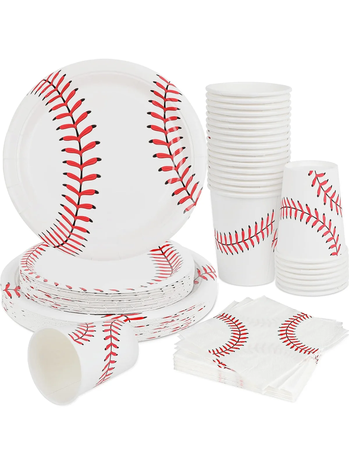 10-teiliges Set - Platz für 10 Gäste, Baseball-Themen-Tischgeschirr-Set, Baseball-Themen-Einweg-Pappteller, Geburtstagsparty-Dekorationen, Geschenk