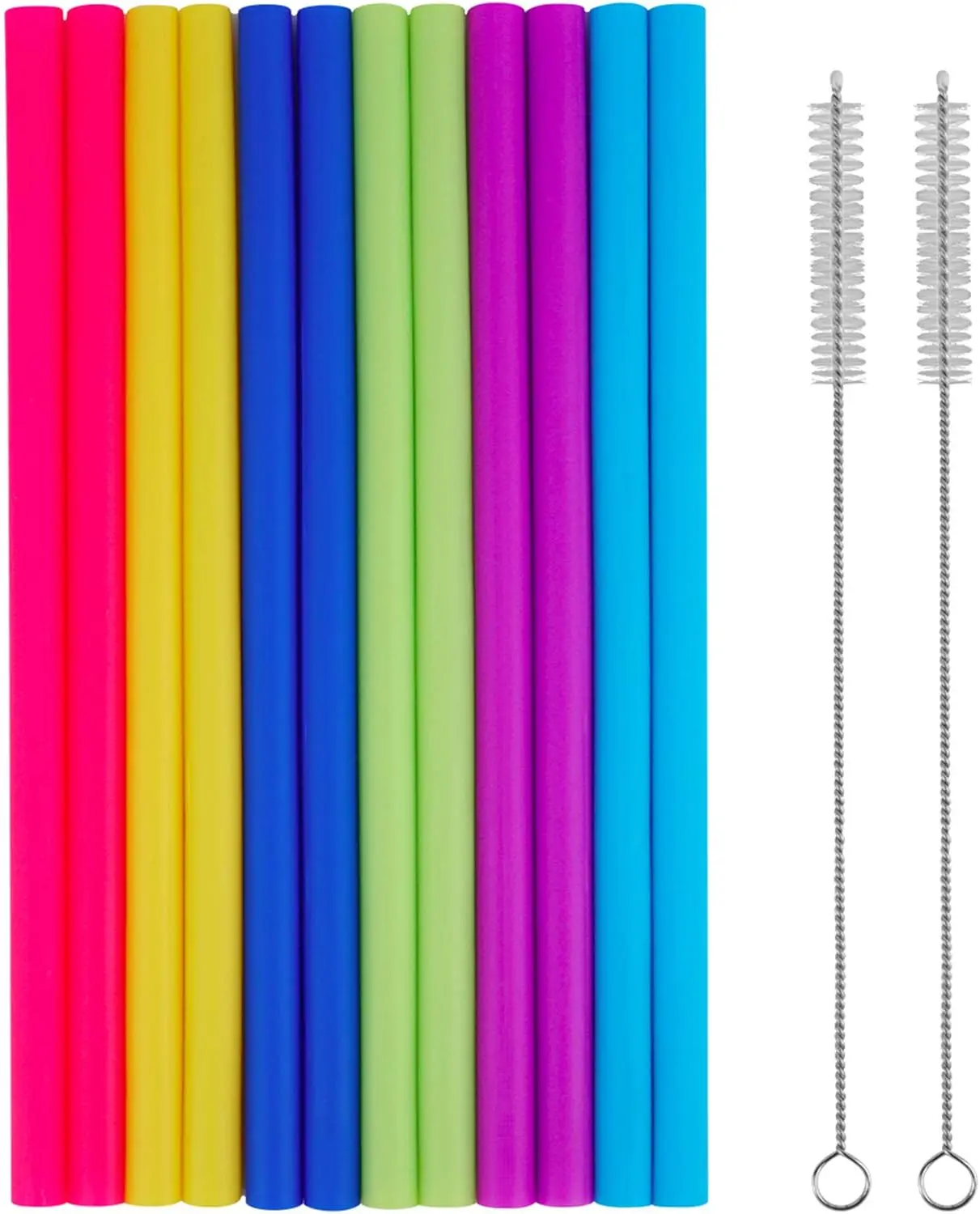 

Набор из 14 многоразовых силиконовых трубочек с щеточками, 10-дюймовые гибкие широкие трубочки для напитков, для стаканов и смузи