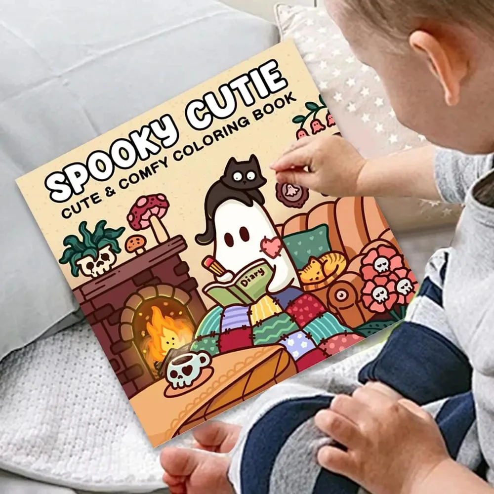 NEW-Spooky Cutie Coloring Book For Adults And Teens Featuring Adorable Creepy Creatures Cozy Hygges Moments For Relaxation Gift