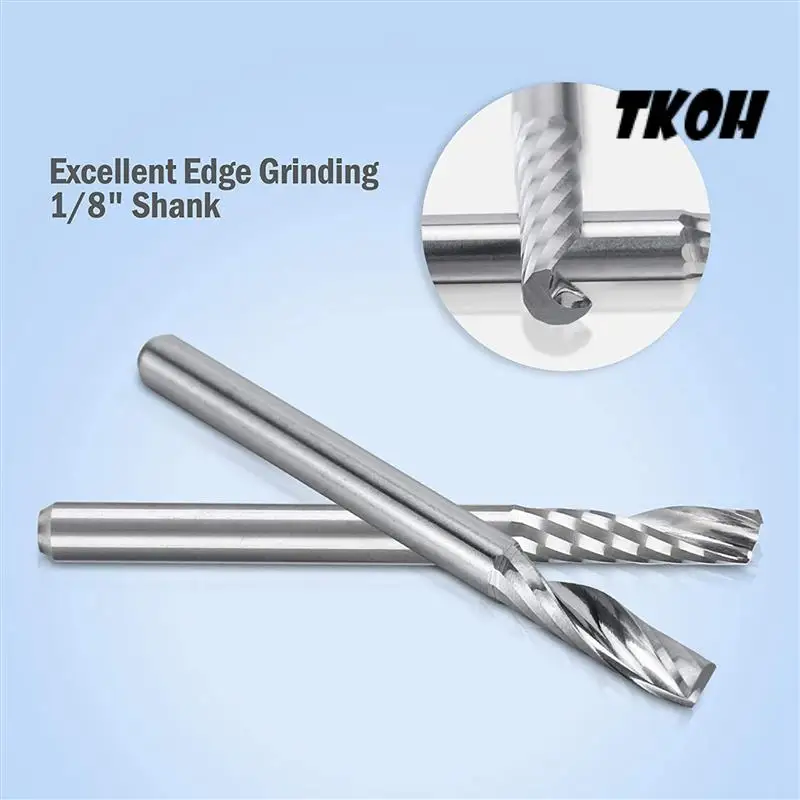 

TKOH-30 Pack CNC Router Bits 1/8 Inch Shank Spiral Upcut Router Bit Single Flute End Mill Set Milling Cutter Tungsten Steel