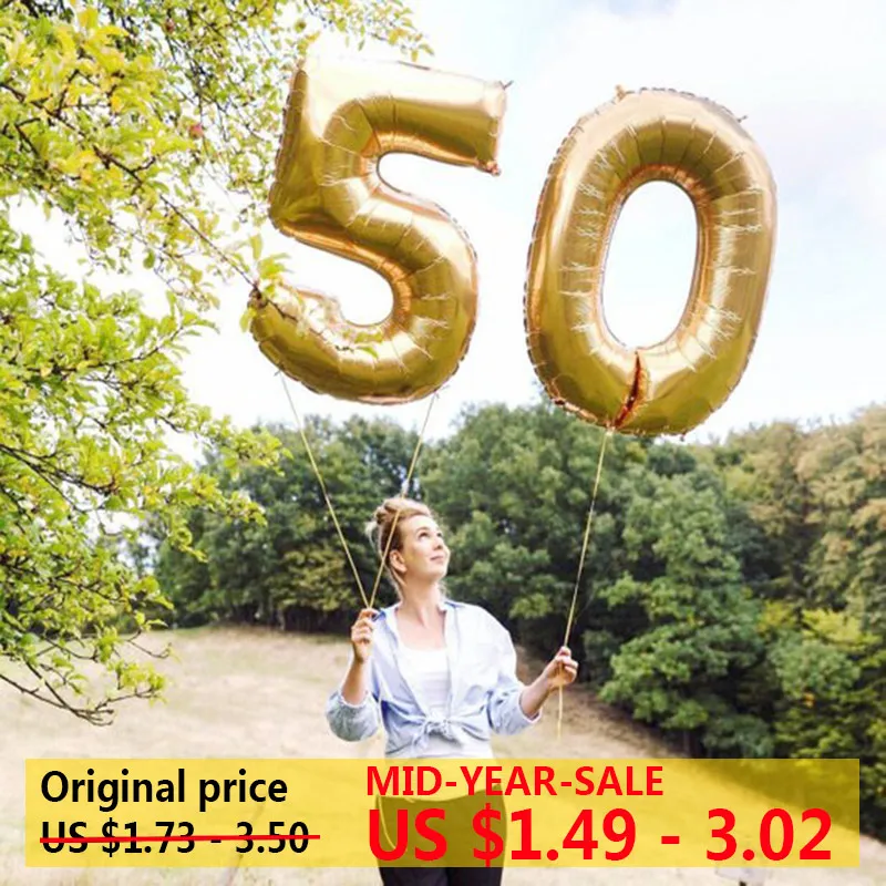 2 шт., 32 или 40 дюймов, фольгированные шары Happy 50 на день рождения, розовое, синее, золото, номер 50 лет, украшения для вечеринки, товары для мужчин, мальчиков и девочек