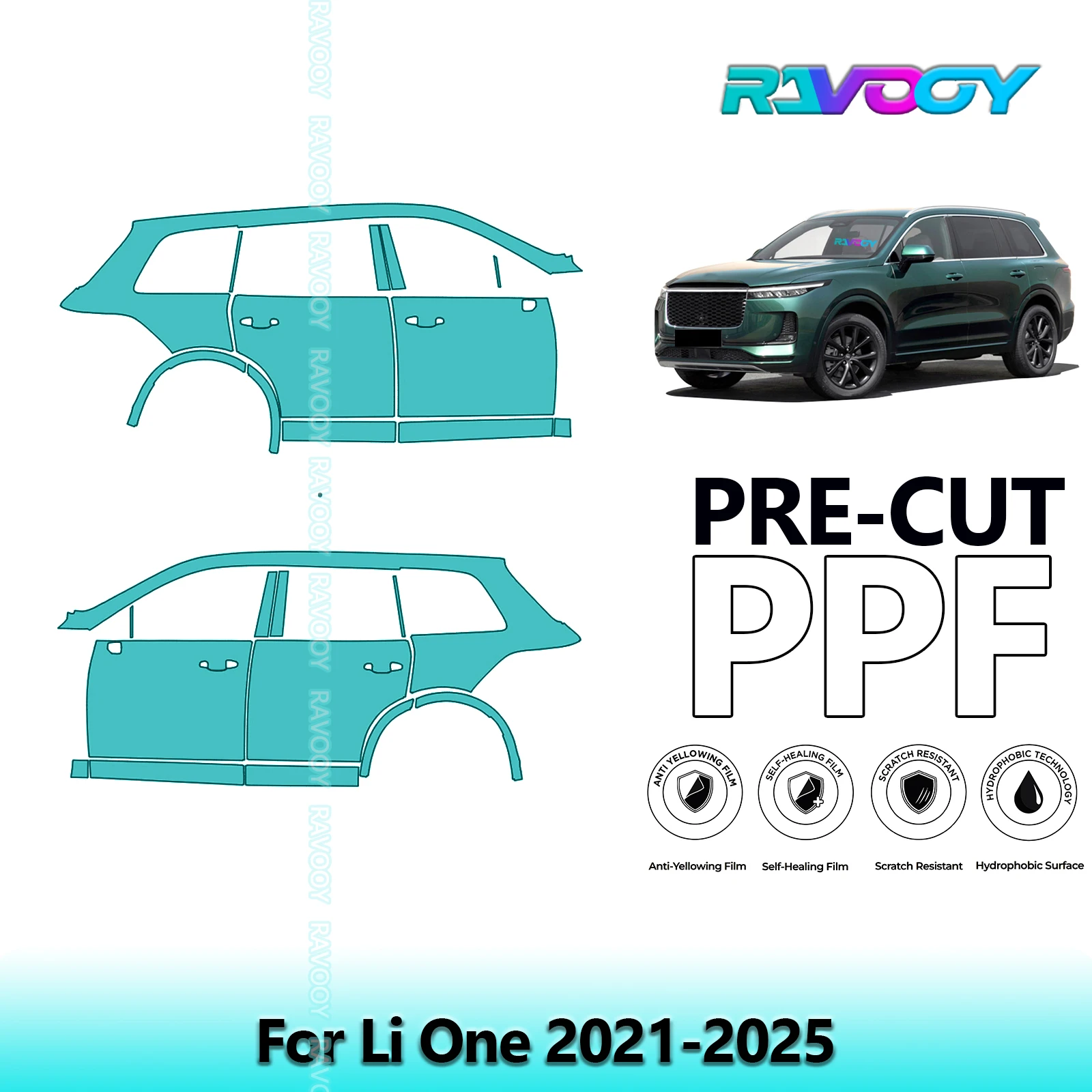 

For Li One 2021-2025 8.5mil Clear Matte Pre-Cut PPF Door & A/B Pillar Kit TPU Paint Protection Film Set