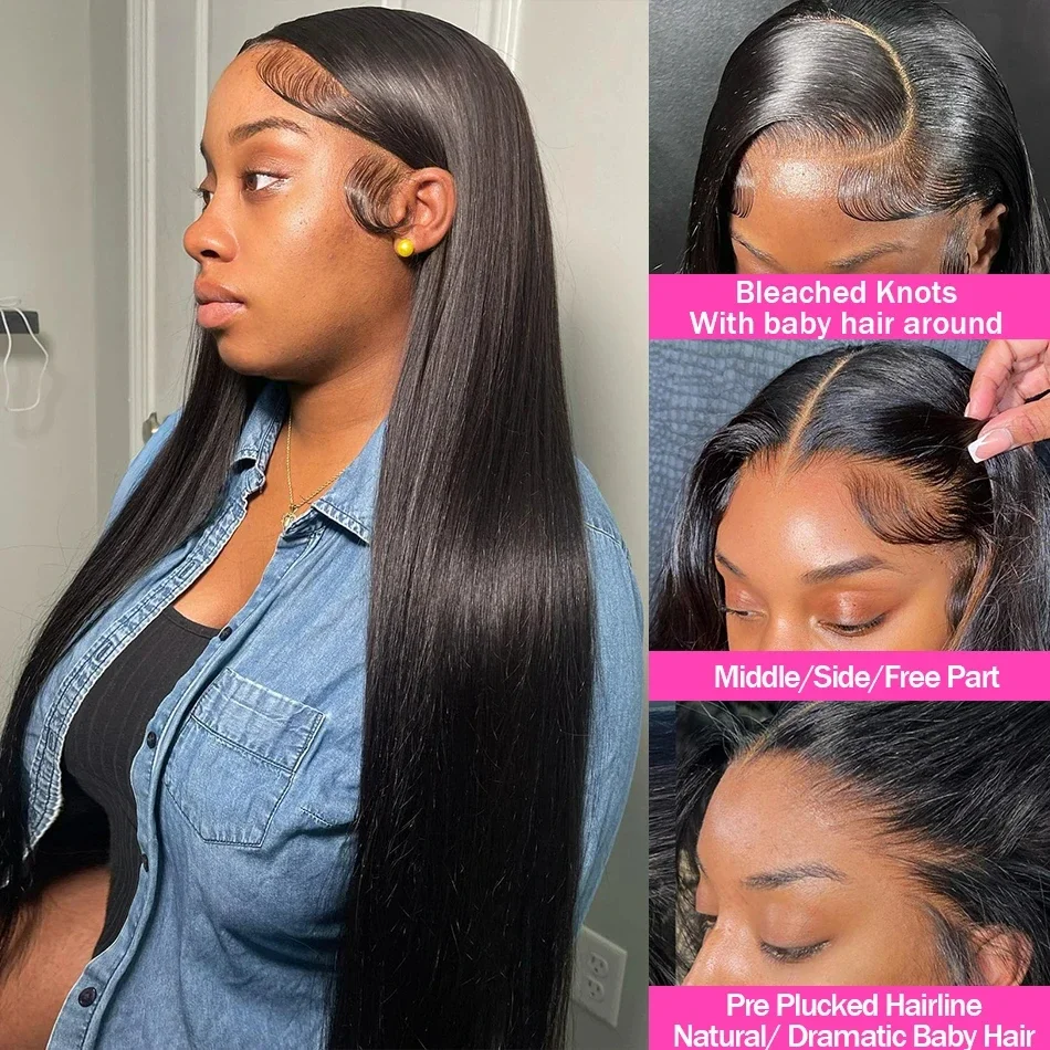 Straight Lace Frontal Wig, Cabelo Humano Brasileiro, Glueless Encerramento Peruca, HD Lace, 5x5, 13x4, 13x6, 30 ", 40"