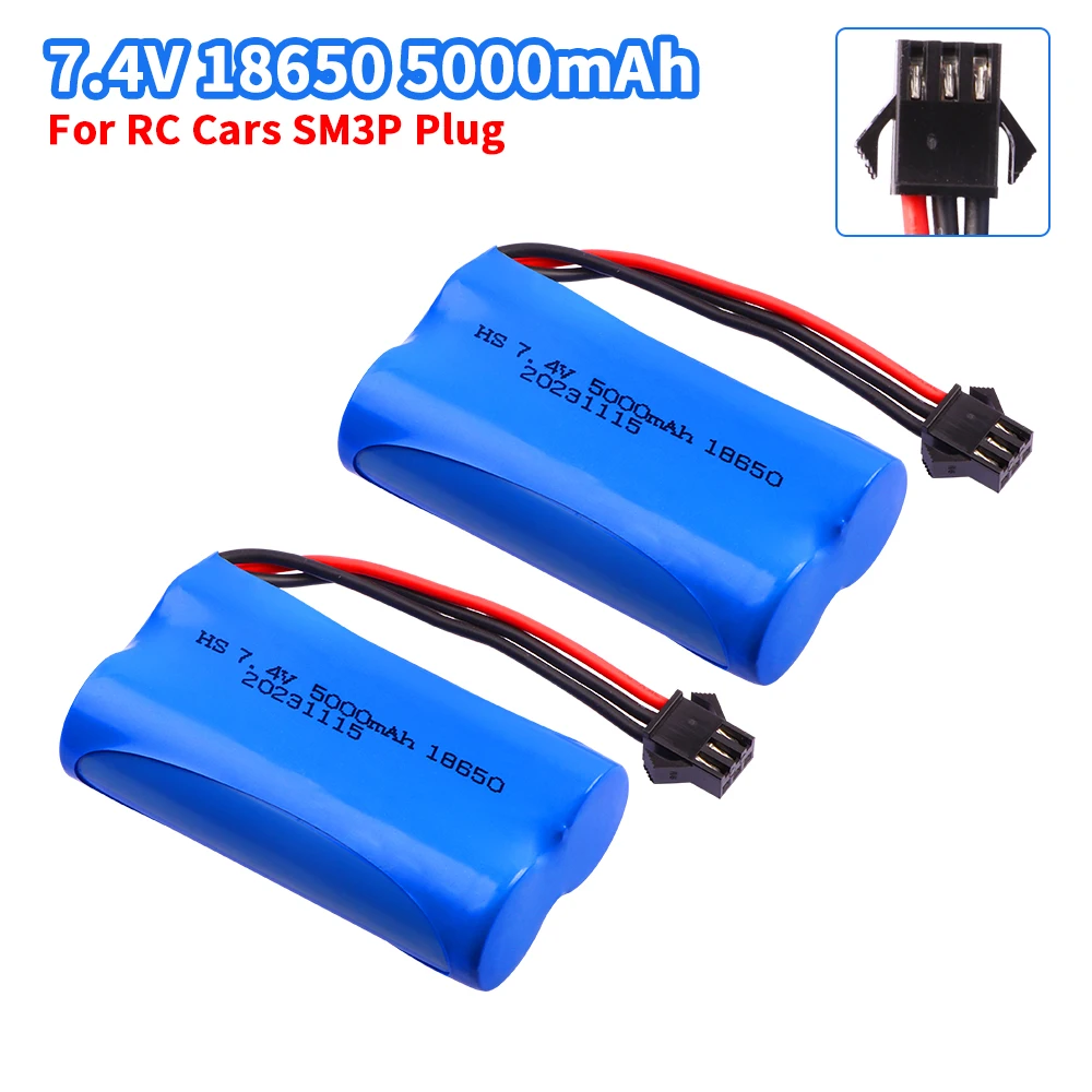 

SM-3P 7.4V 5000mAh Li-ion battery for MN128 Watch Gesture Sensing Twisted RC stunt car 18650 7.4v battery For RC Cars SM3P Plug