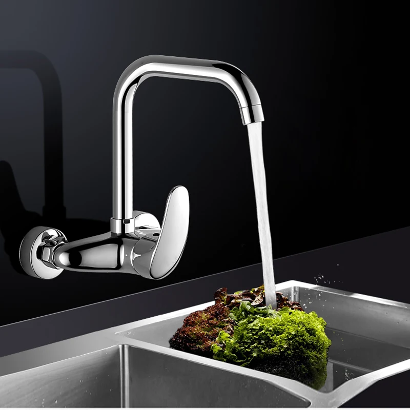 BECOLA-grifo para fregadero de cocina, grifería de agua fría y caliente montada en la pared, manguera Flexible giratoria de 360 grados, orificios