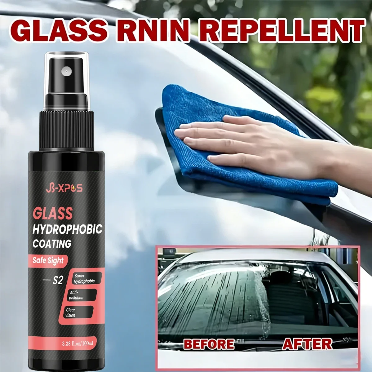 Windshield Water Repellent Spray Car Glass Anti-Rain Coating Agent Improve Driving Vision for Vehicle Mirror YT0203