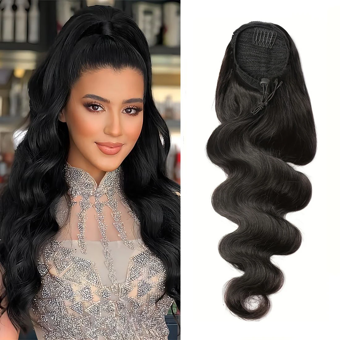 

100% человеческие волосы, наращивание хвоста, объемная волна, вьющийся хвост на шнурке, натуральный бразильский заколка для волос Remy, хвост для женщин