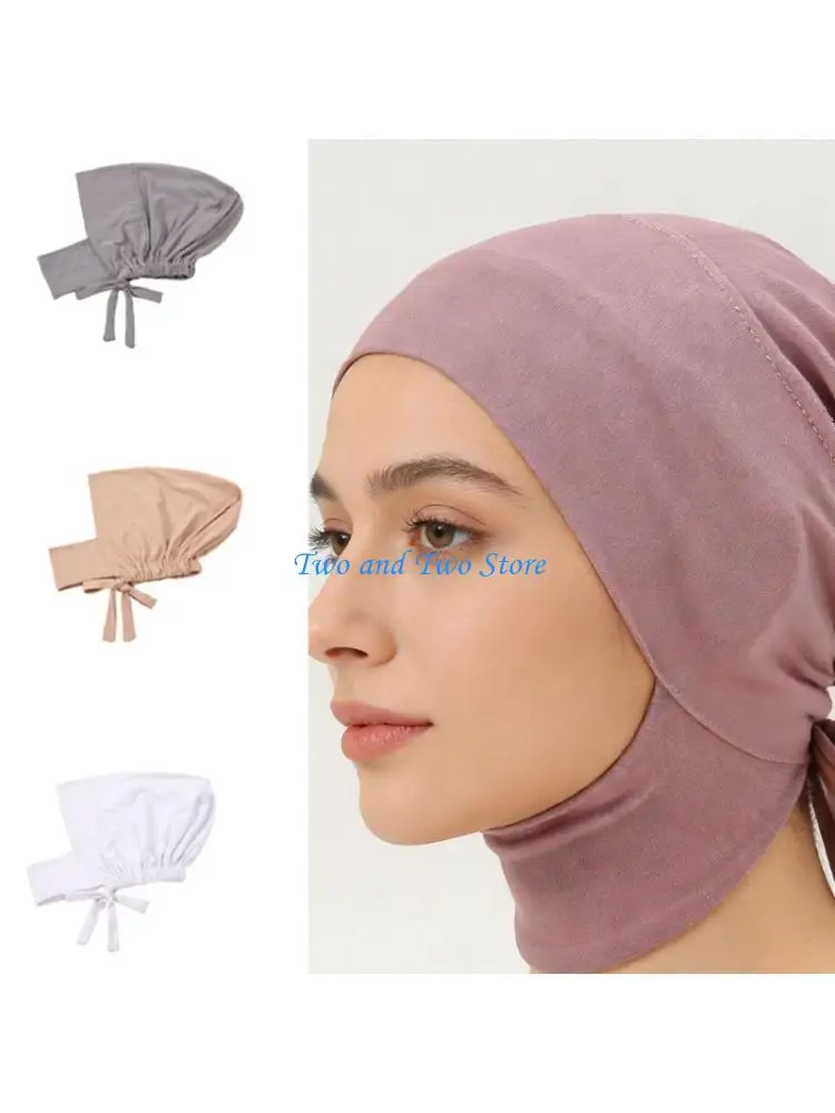 HX6F Stretchy Hijab Cap Milk Fiber Islamic Undercap Turban Hat For Muslims Women Comfort And Everyday Styling Headcover Hat