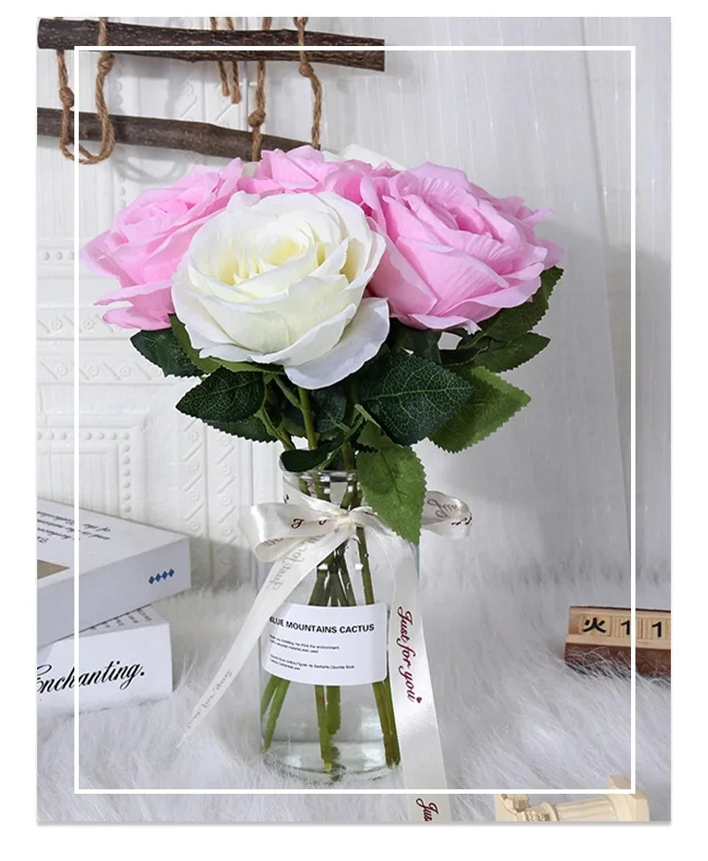 Simulated Single Rose Living Room Dining Table Decoration Artificial Flower Ornaments Wedding Decoration Home Decor