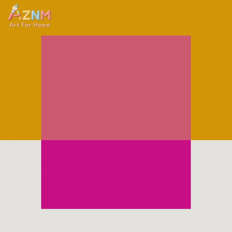 AZNM Abstract Overlapping Color Square Canvas Wall Art Modern Geometric Bright Tone Minimalist Aesthetic Unframed Canvas Home De