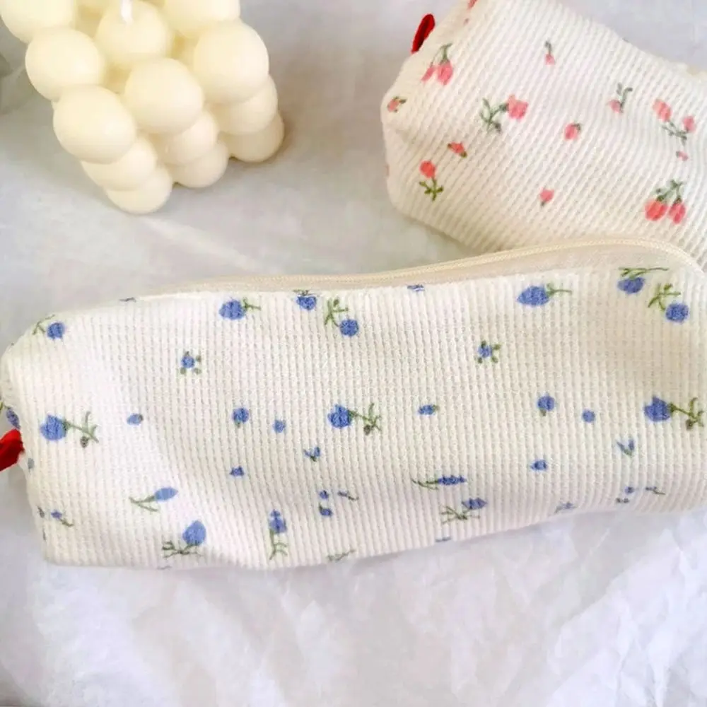 Office Supplies Women Stationery Pen Holder Fresh Style Pen Box Storage Bags Small Flowers Pencil Cases Pencil Bag