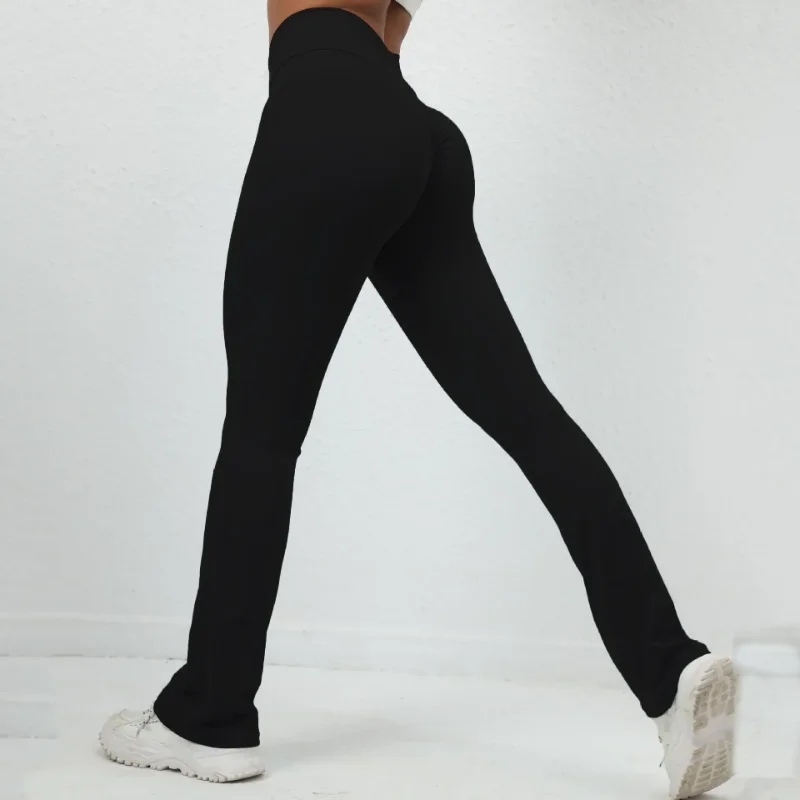 Women High Waist Yoga Pants Peach Hip Butt Lifting Pleated Quick Drying Gym Fitness Workout Sports Tights Solid Color 2025 NEW