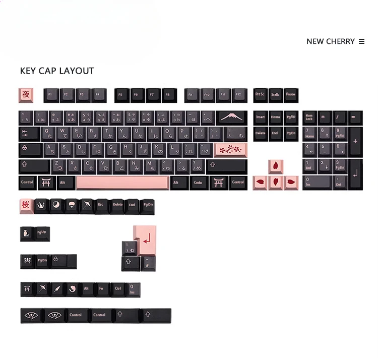 

Night Cherry Keycap PBT Original Five-Sided Sublimation 136 Key Adaptation 61 64 68 104 108